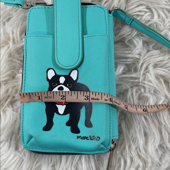 Marc Tetro Doggie Print Turquoise Crossbody Phone Wallet. - Picture 6 of 7